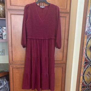 Daniel Rainn Burgundy Long Sleeve Dress